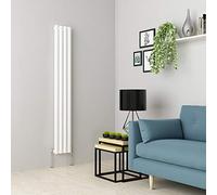 Warmehaus Vertical Column Radiator Oval Panel Single White 1600x236mm | Designer Radiators, Modern Central Heating, Bathroom Kitchen Hallway Living Room, Corrosion Resistance, Wall Mounted