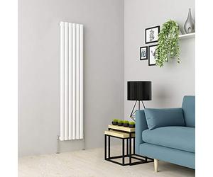 Warmehaus Vertical Column Radiator Oval Panel Single White 1600x350mm | Designer Radiators, Modern Central Heating, Bathroom Kitchen Hallway Living Room, Corrosion Resistance, Wall Mounted
