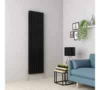 Warmehaus Vertical Designer Radiator Oval Panel Double Black 1800 x 473mm