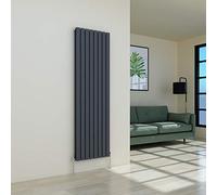 Warmehaus Vertical Modern Radiator Flat Panel Double Grey 1800x546mm | Designer Central Heating Wall Radiator, for Bathroom Kitchen Hallway Living Room, Anthracite Radiators, Column Radiator