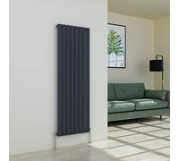 Warmehaus Vertical Modern Radiator Flat Panel Single Grey 1600x546mm | Designer Central Heating Wall Radiator, for Bathroom Kitchen Hallway Living Room, Anthracite Radiators, Column Radiator