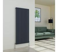 Warmehaus Vertical Modern Radiator Flat Panel Single Grey 1600x682mm | Designer Central Heating Wall Radiator, for Bathroom Kitchen Hallway Living Room, Anthracite Radiators, Column Radiator