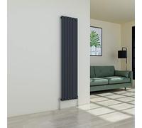 Warmehaus Vertical Modern Radiator Flat Panel Single Grey 1800x410mm | Designer Central Heating Wall Radiator, for Bathroom Kitchen Hallway Living Room, Anthracite Radiators, Column Radiator