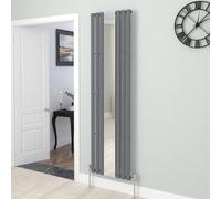 Warmehaus Vertical Oval Column Designer Mirror Radiator Single Anthracite 1800 x 500mm Central Heating for Bathroom Kitchen Hallway Living Room