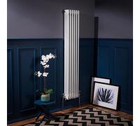Warmehaus White 1500 x 292mm Vertical Triple Column Traditional Radiator | Central Heating Radiator, Wall Mounted Tall Slim, Designer Cast Iron Style, Bathroom Kitchen Bedroom, Steel