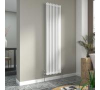 Warmehaus White 1800 x 470mm Vertical Double Column Traditional Radiator | Central Heating Radiator, Wall Mounted Tall Slim, Designer Cast Iron Style, Bathroom Kitchen Bedroom, Steel
