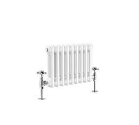 Warmehaus White 300 x 425mm Double Column Traditional Radiator Wall Mounted | Small Horizontal Radiator, Central Heating, Designer Cast Iron Style, Mild Steel, Bathroom Kitchen Living Room Bedroom