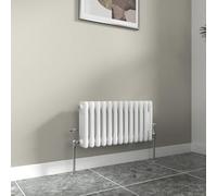 Warmehaus White 300 x 607mm Triple Column Traditional Radiator Wall Mounted | Horizontal Victorian Radiator, Designer Cast Iron Style, Central Heating, Mild Steel, Bathroom Kitchen Bedroom Living Room