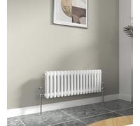 Warmehaus White 300 x 830mm Double Column Traditional Radiator Wall Mounted | Horizontal Victorian Radiator, Designer Cast Iron Style, Central Heating, Mild Steel, Bathroom Kitchen Bedroom Living Room