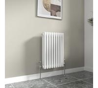 Warmehaus White 600 x 427mm Triple Column Traditional Radiator Wall Mounted | Horizontal Victorian Radiator, Designer Cast Iron Style, Central Heating, Mild Steel, Bathroom Kitchen Bedroom Living Room