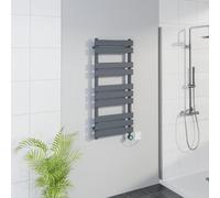 Warmehaus WiFi Electric Bathroom Flat Panel Towel Rail 1000x450mm sand grey | Timer, Thermostatic, Child Lock, Dual Fuel, Bathroom Towel Warmer Radiator, Wall Mounted, Premium Mild Steel