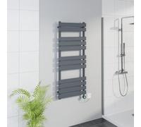 Warmehaus WiFi Electric Bathroom Flat Panel Towel Rail 1200x500mm Sand Grey | Timer, Thermostatic, Child Lock, Dual Fuel, Bathroom Towel Warmer Radiator, Wall Mounted, Premium Mild Steel