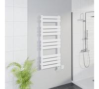 Warmehaus WiFi Electric Bathroom Flat Panel Towel Rail 1200x500mm White | Timer, Thermostatic, Child Lock, Dual Fuel, Bathroom Towel Warmer Radiator, Wall Mounted, Premium Mild Steel