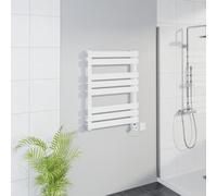 Warmehaus WiFi Electric Bathroom Flat Panel Towel Rail 800x600mm White | Timer, Thermostatic, Child Lock, Dual Fuel, Bathroom Towel Warmer Radiator, Wall Mounted, Premium Mild Steel