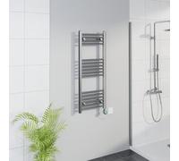 Warmehaus WiFi Electric Bathroom Straight Radiator Timer 1000x400mm Chrome | Thermostatic, Smart LCD Display, Child Lock, T Piece, Prefilled, Electric Heated Towel Rail Warmer, Energy Efficient