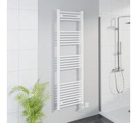 Warmehaus WiFi Electric Bathroom Straight Radiator Timer 1600x500mm White | Thermostatic, Smart LCD Display, Child Lock, T Piece, Prefilled, Electric Heated Towel Rail Warmer, Energy Efficient