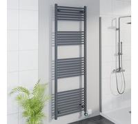 Warmehaus WiFi Electric Bathroom Straight Radiator Timer 1800x600mm Grey | Thermostatic, Smart LCD Display, Child Lock, T Piece, Prefilled, Electric Heated Towel Rail Warmer, Energy Efficient