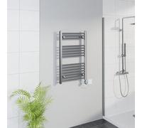 Warmehaus WiFi Electric Bathroom Straight Radiator Timer 800x500mm Chrome | Thermostatic, Smart LCD Display, Child Lock, T Piece, Prefilled, Electric Heated Towel Rail Warmer, Energy Efficient