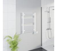 Warmehaus WiFi Electric Bathroom Straight Radiator Timer 800x600mm White | Thermostatic, Smart LCD Display, Child Lock, T Piece, Prefilled, Electric Heated Towel Rail Warmer, Energy Efficient