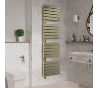 Warmehaus WiFi Electric Towel Rail Timer Flat 1800x500mm Brushed Brass | LCD Display, Child Lock Dual Fuel, Energy Efficient, Mild Steel, Wall Mounted, Bathroom Heated Towel Rail Warmer Radiator
