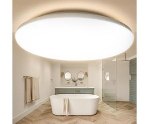 WARMELLE Bathroom Light,Ceiling Lights 22W,3000K,3080LM,Waterproof IP65,No Flicker & No Delay,CRI>80,Flush Ceiling Light for Kitchen,Bathroom,Hallway,Bedroom Ø28cm Round