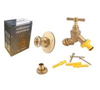 Warmer 1/2 Double Check Garden Tap With Through The Wall Flange Bracket Set For 15mm Copper Or 15mm Plastic Pipe Pswtradesuppliers