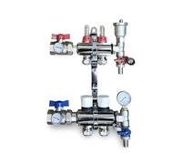 Warmer 2 Port Underfloor Heating Manifold With Pipe Connections 20mm X 3/4 , Ball Valves With Thermometers Psw Tradesuppliers Ltd