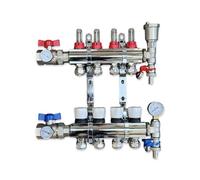 Warmer 4 Port Underfloor Heating Manifold With Pipe Connections 20mm X 3/4 , Ball Valves With Thermometers Psw Tradesuppliers Ltd