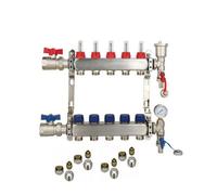 Warmer 5 Ports Stainless Steel Ufh Manifold With 16mm Pipe Connections 1 Inch Ball Valves, Automatic Air Vent Psw Tradesuppliers Ltd