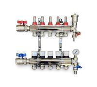 Warmer 5 Ports Underfloor Heating Manifold With 16mm Pipe Connections, 1 Inch Ball Valves, Automatic Air Vent Psw Tradesuppliers Ltd