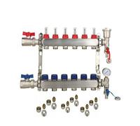 Warmer 6 Ports Stainless Steel Ufh Manifold With 15mm Pipe Connections 1 Inch Ball Valves, Automatic Air Vent Psw Tradesuppliers Ltd