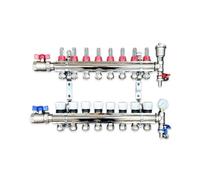 Warmer 8 Ports Underfloor Heating Manifold With 15mm Pipe Connections, 1 Inch Ball Valves, Automatic Air Vent Psw Tradesuppliers Ltd