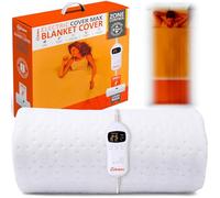 Warmer Electric Blanket Single 160x91 cm for Bed, Body-Feet Temp Control | Tie-down Straps, Auto-Off Timer, Extra-large Heated Area, 9 Heat Levels, Overheat Protection