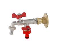 Warmer System 1/2 X3/4 X3/4 Double Outlet Outside Garden Tap With Check Valve And Through The Wall Wallplate Flange Adapter,