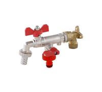 Warmer System Double Outlet Butterfly Handle Garden Tap With Check Valve And Wallplate Elbow Psw Tradesuppliers Ltd