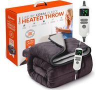 Warmer Wärmer Luxury Heated Throw With Digital Controller, 9-Hour Timer And 10 Heat Settings - 200Cm X 130Cm - Grey