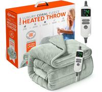 Warmer Wärmer Luxury Heated Throw With Digital Controller, 9-Hour Timer And 10 Heat Settings - 200Cm X 130Cm - Sage