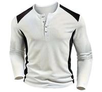 Warmest Colour Mens Gifts For Mens Sweatshirt 2024 Men's Fall Long Sleeve Button Patch Top Men's Sweatshirt Top Outdoor Sweatshirt Shirt Fleece Mens Fleeces & Hoodies (White, L)