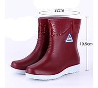 Warmest Mens Shoes Galoshes Shoes Boots Non-Slip Toe Rain Women's Boots (Red, 6)