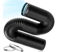 Warmfay 150mm Aluminium PVC Ventilation Air Ducting 1m, Flexible Tumble Dryer Vent Hose, Black Air Ducting with 2 Stainless Steel Clamps for Universal Tumble Dryer, Cooker Hood, Extractor Fan