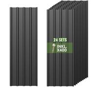 Warmfay® 24PCS Roofing Sheets, 110x45cm (11.88m²) Corrugated Metal Roof Sheeting Plates with 400 Screws, Anthracite Galvanised Metal Trapezoidal Grooved Roof for Greenhouse, Carport, Garage