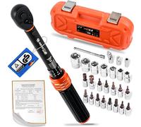 Warmfay 27PCS Torque Wrench 1/4", 1-25 NM Drive Torque Wrench 72 Tooth Dual-Direction Adjustable, Torque Wrench Set with Extensions, Sockets, Adapter, Universal Joint for Bike Motorcycle Maintenance