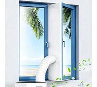 Warmfay AC Window Seal 400cm, Portable Universal Window Seal Kit with 150mm Air Ducting 3m, Double Zip & Adhesive Fastener for Mobile Air Conditioner Unit & Tumble Dryer, Hot Air Stop