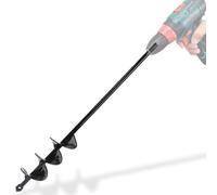 Warmfay Earth Auger Drill Bit, Garden Auger 75X5CM, Post Hole Digger - Hex Shank Stainless Steel, Black Solid Shaft Spiral Drill