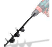 Warmfay Earth Auger Drill Bit, Garden Augers Spiral Drill 22X5CM, Post Hole Digger - Hex Shank Stainless Steel Post Hole Digger, Black Solid Shaft Spiral Drill