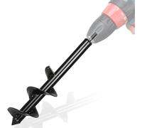 Warmfay Earth Auger Drill Bit, Garden Augers Spiral Drill 45X8CM, Post Hole Digger - Hex Shank Stainless Steel Post Hole Digger, Black Solid Shaft Spiral Drill