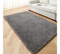 Warmfay Non-Slip Anti Mould Bath Mat 100 x 160 cm, Microfiber Fluffy Shaggy Soft Bathroom Mat, Machine Washable, Super Absorbent Bathroom Rugs for Floor, Bathtub, Shower Room, Bedroom (Grey)
