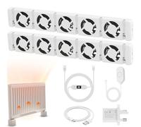 Warmfay Radiator Fan 5.0 Double Set, Energy Efficient for Various Radiators | Smart Radiator Ventilator with Thermostat Controller for Home, Speed Adjustable Radiators Booster Fan - Whisper Quiet
