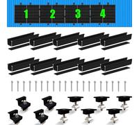 Warmfay Solar Panel Mount Mounting Set, Black 12 cm Aluminium Profile and Adjustable Brackets Attachment for Solar Module, Solar Panel Mount 4 Modules 30-35 mm for Flat Roof, Trapezoidal Sheet Metal