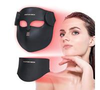 Warmforwel 4D LED Face & Neck Mask 8 Colors Light Therapy, Red & Infrared 460-850nm, 400 LEDs Beauty Device, Rechargeable 2000mAh, Flexible Silicone Facial Mask for Home Care